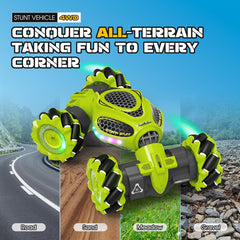 Bamiwe RC stunt car with bright LED lights enhancing nighttime play