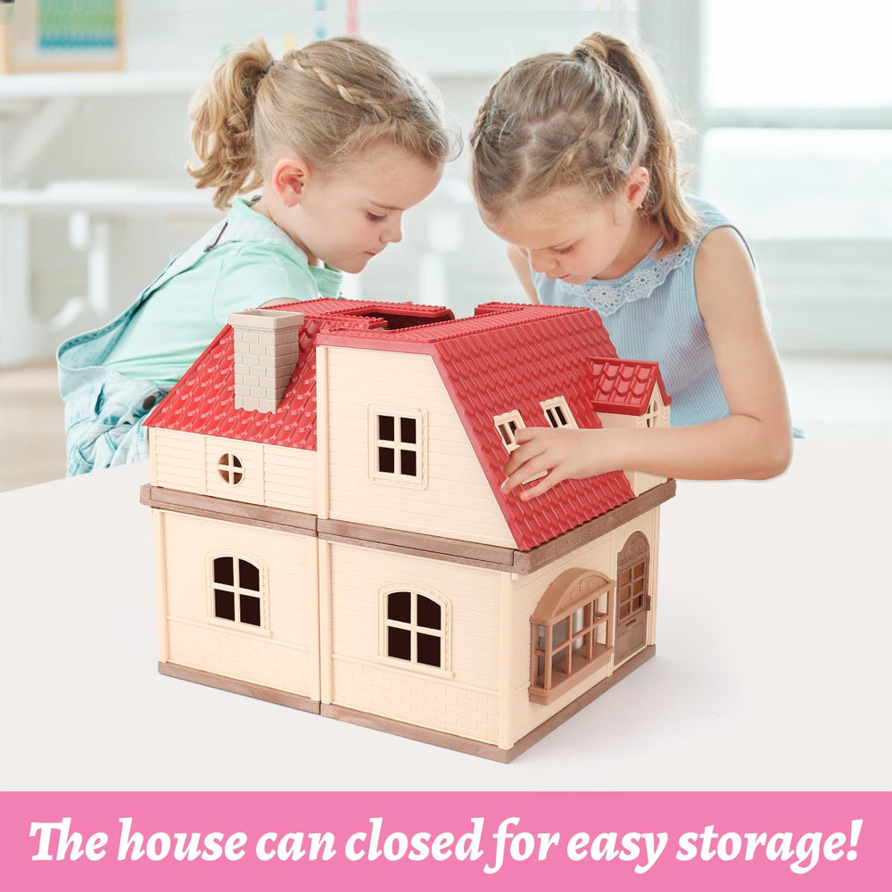 BananMelBM Family Cozy Cabin Doll House easy assembly design for young builders.