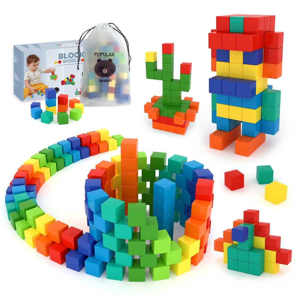 BananMelonBM 100pcs magnetic blocks set showcasing versatile play and spatial learning.