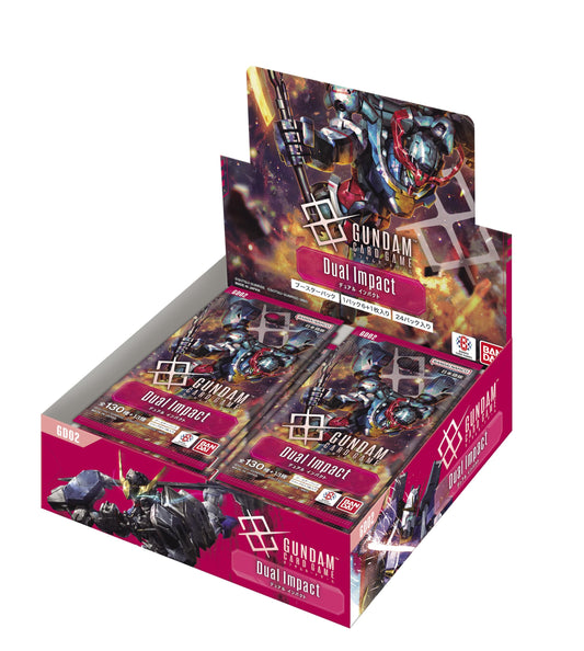 Bandai Gundam Card Game Dual Impact GD02 box with 24 booster packs for expansion.