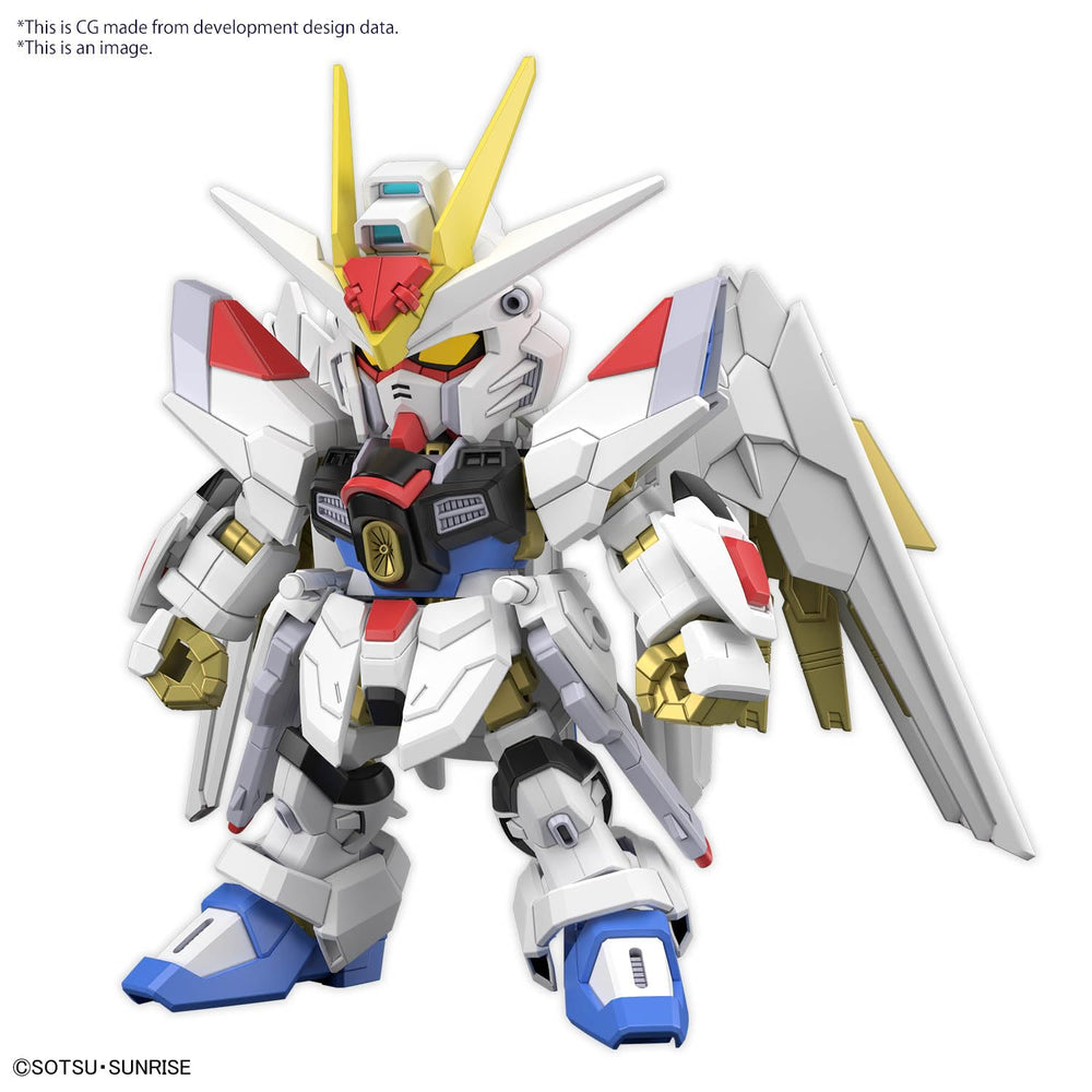 Bandai Hobby Gundam Seed Freedom SDCS frame shorter option for compact shelves.
