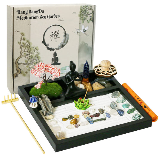 BangBangDa Desktop Zen Garden kit front view fosters calm focus on the desk.