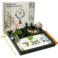BangBangDa Desktop Zen Garden kit front view fosters calm focus on the desk.