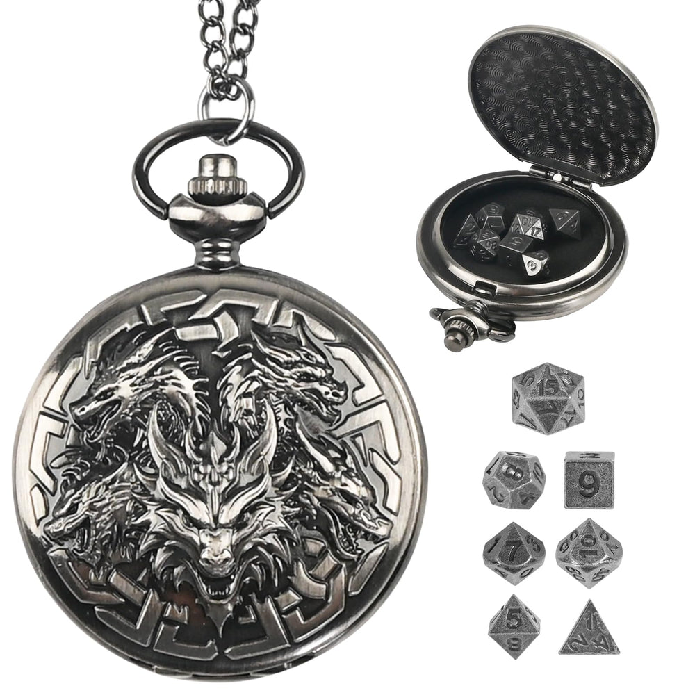Banloga dragon-pattern pocket watch case with vivid dragon design for elegant dice storage