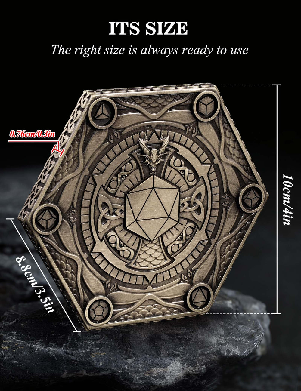 Banloga seven-piece polyhedral dice set ready for D&D and more.