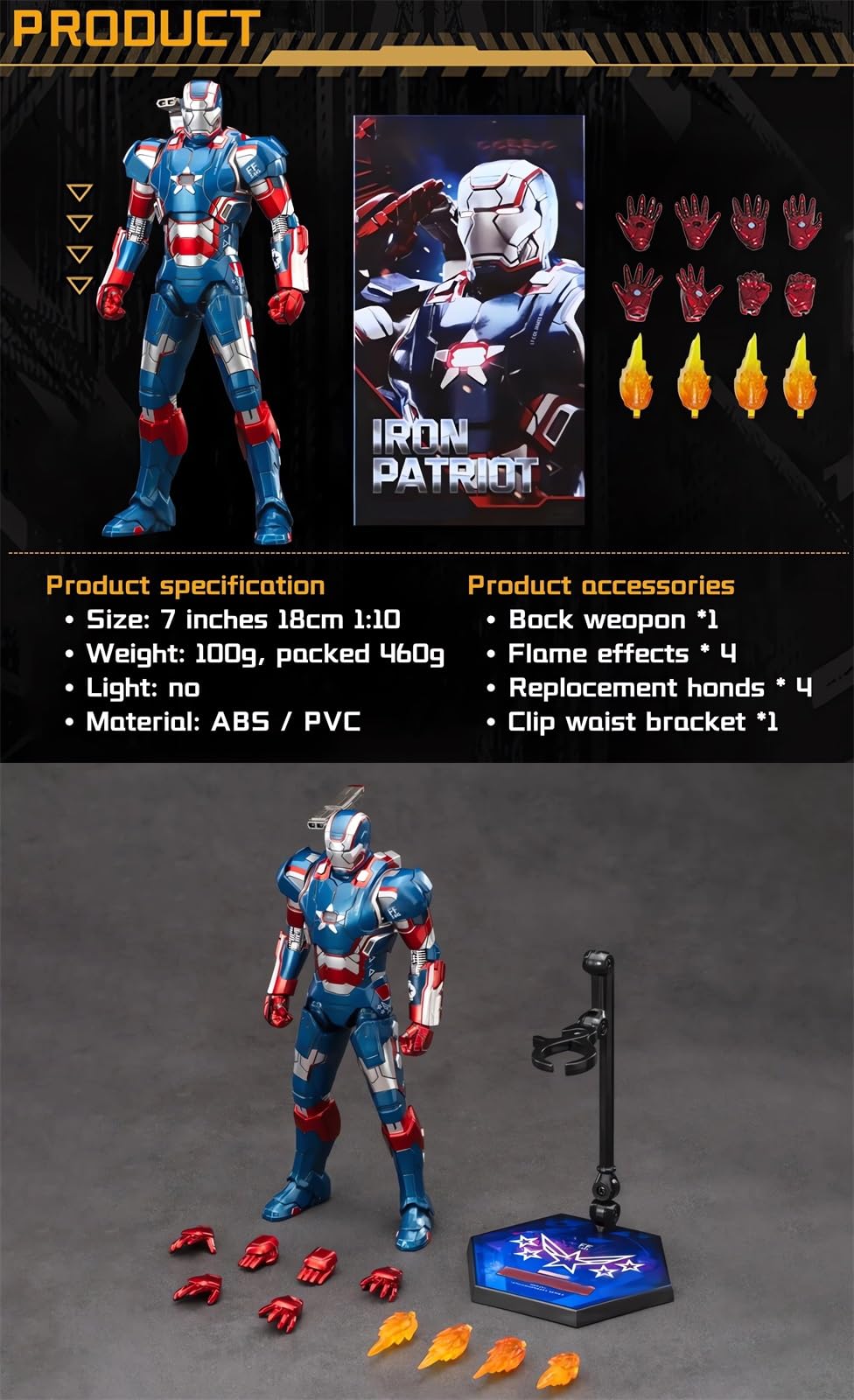 BANOBI Ironpatriot 7inch figure ready for collection display and storytelling.