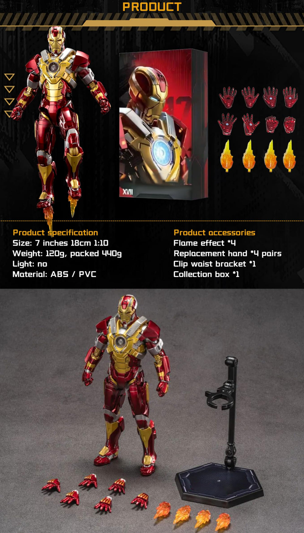 BANOBI MK17Ironman on shelf displays for collectors.