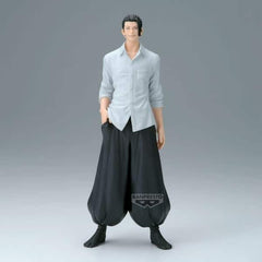 Banpresto Suguru Geto figure side view highlights dynamic silhouette for displays.