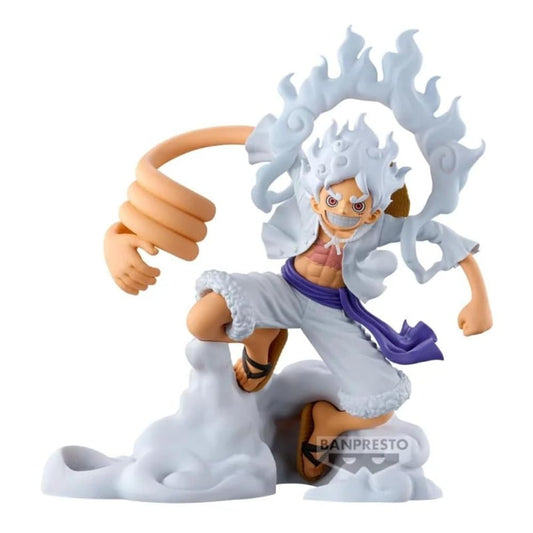 Banpresto One Piece Luffy Gear 5 vol.1 figure in iconic pose for desk display