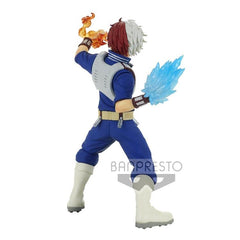 BanPresto Shoto Todoroki figure desk display at a compact 5.5 inches.