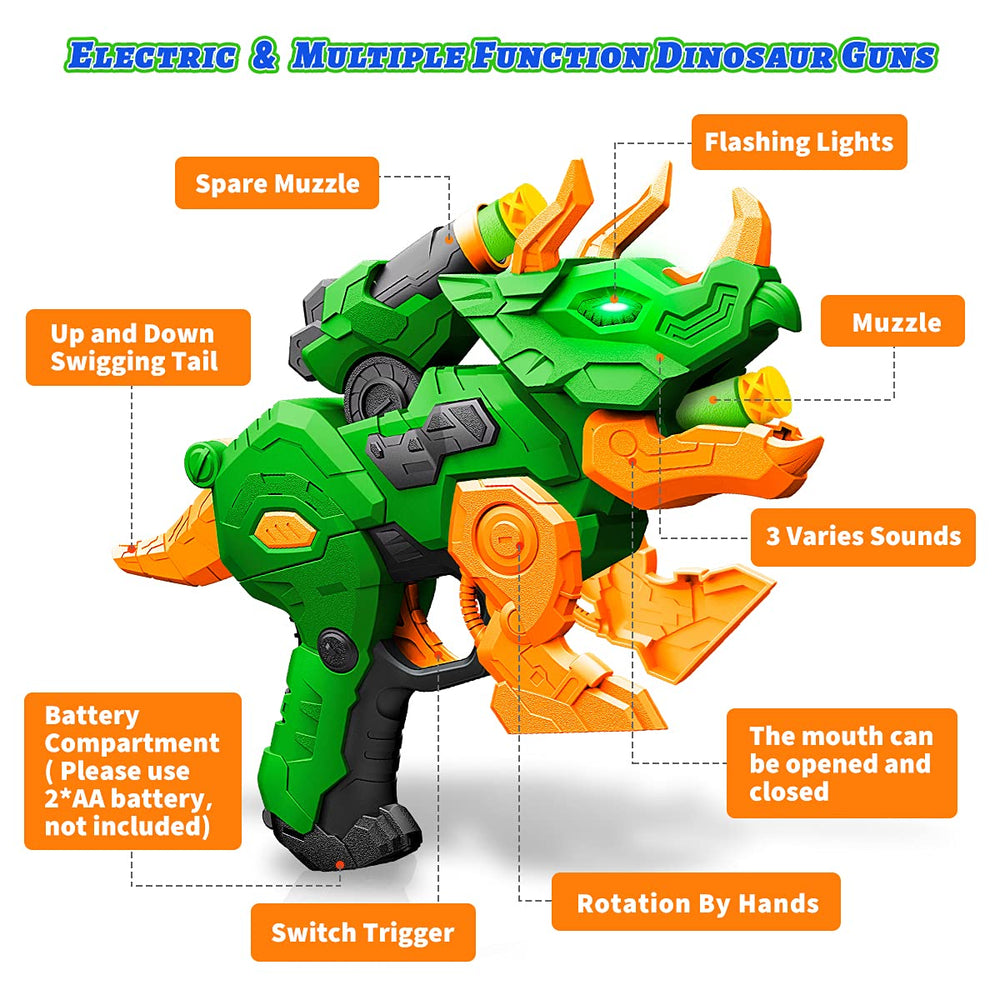 Banvih Dino Toy Gun Triceratops Blaster sparks safe imaginative battles