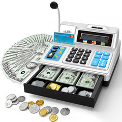 BAODLON calculator cash register with 103-piece set for early math play
