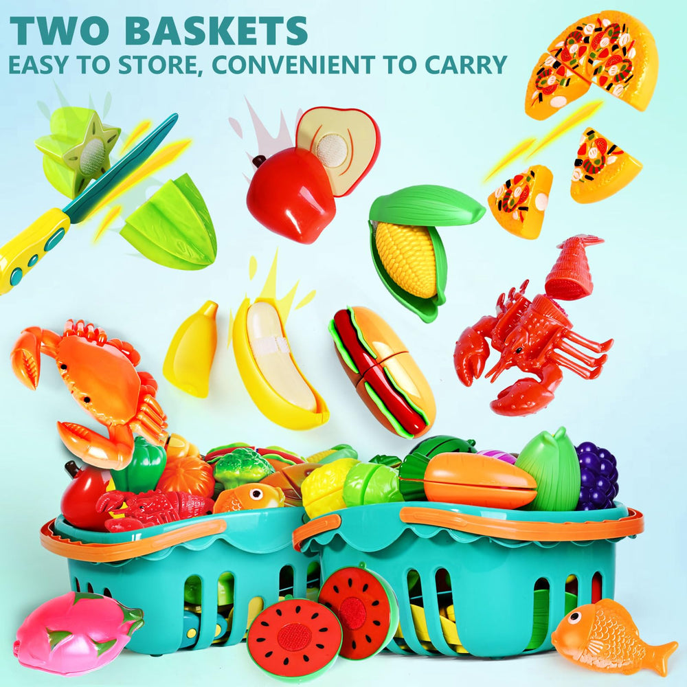 BAODLON cutting board and toy knife support safe slicing play.