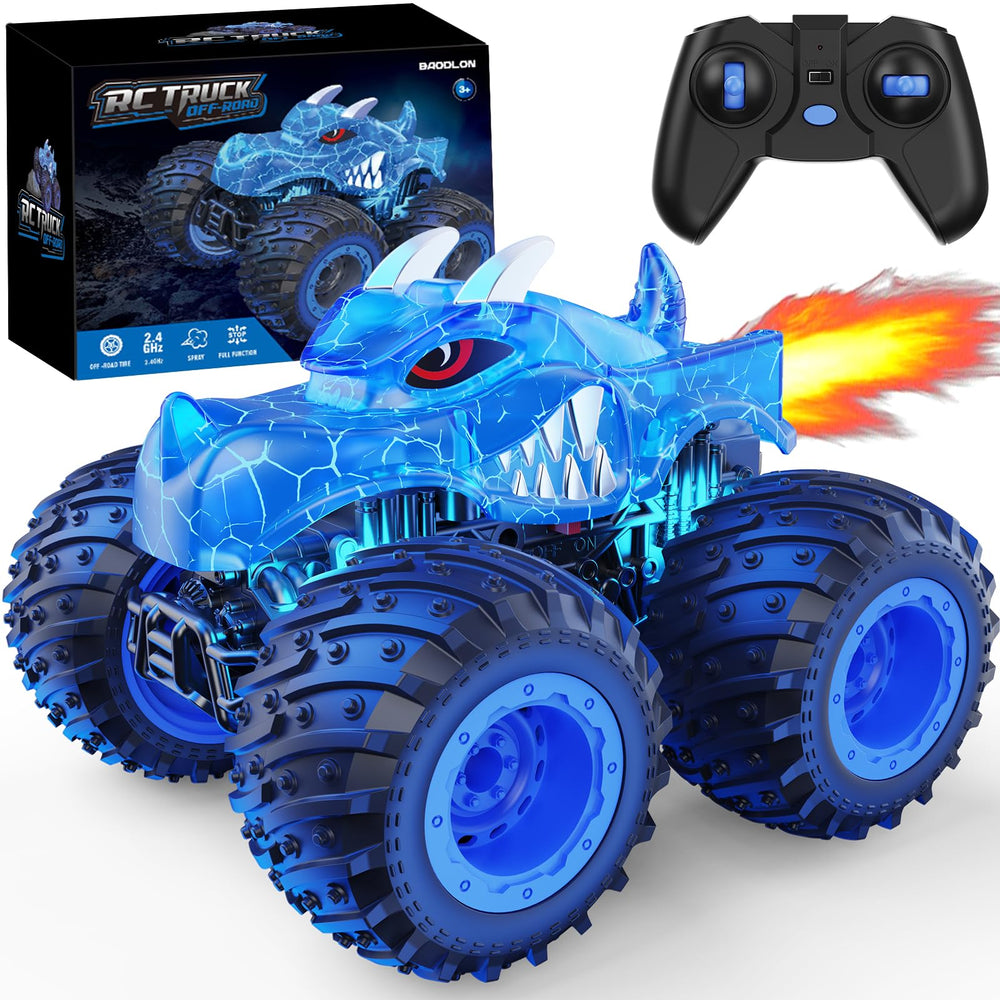 Baodlon remote control monster truck with rocket spray for indoor fun