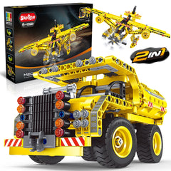 Baodlon STEM truck-airplane take-apart kit in box, encouraging imaginative engineering play.