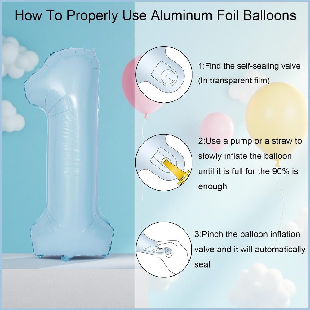 Bapukzy forty-inch number 1 balloon elevates milestone photos.