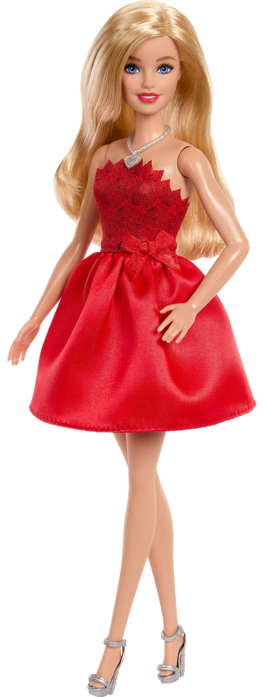 Barbie 80th anniversary dress closeup showcasing ruby red fabric for collectors