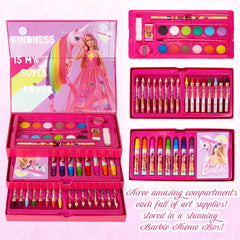 Barbie art box with drawers open showing full kit