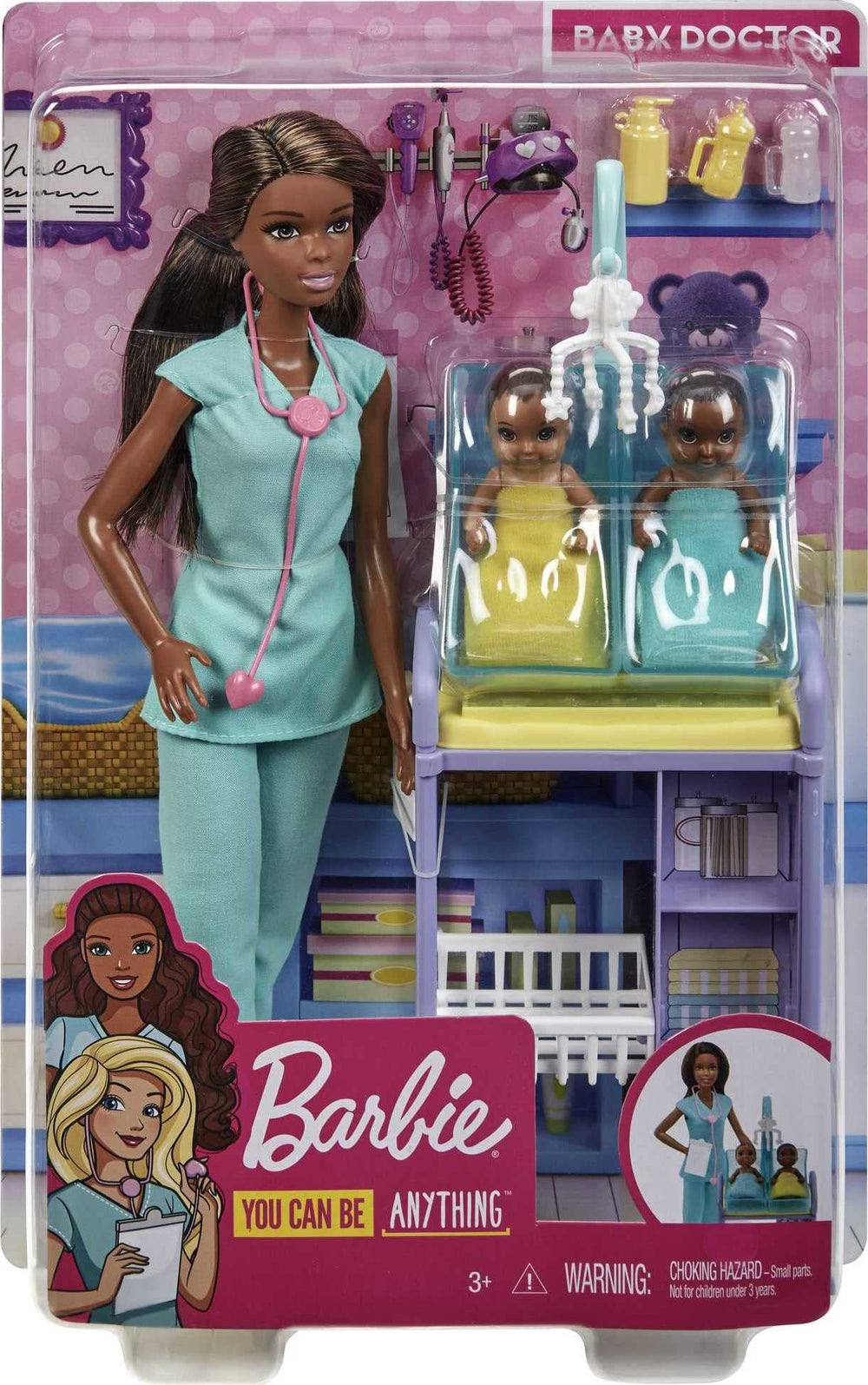Barbie Baby Doctor playset accessories unlock imaginative caregiving scenes.