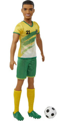 Barbie Careers Ken Soccer Doll in green shorts for on-field action