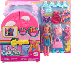 Barbie Chelsea closet folds for easy storage and travel-friendly play.