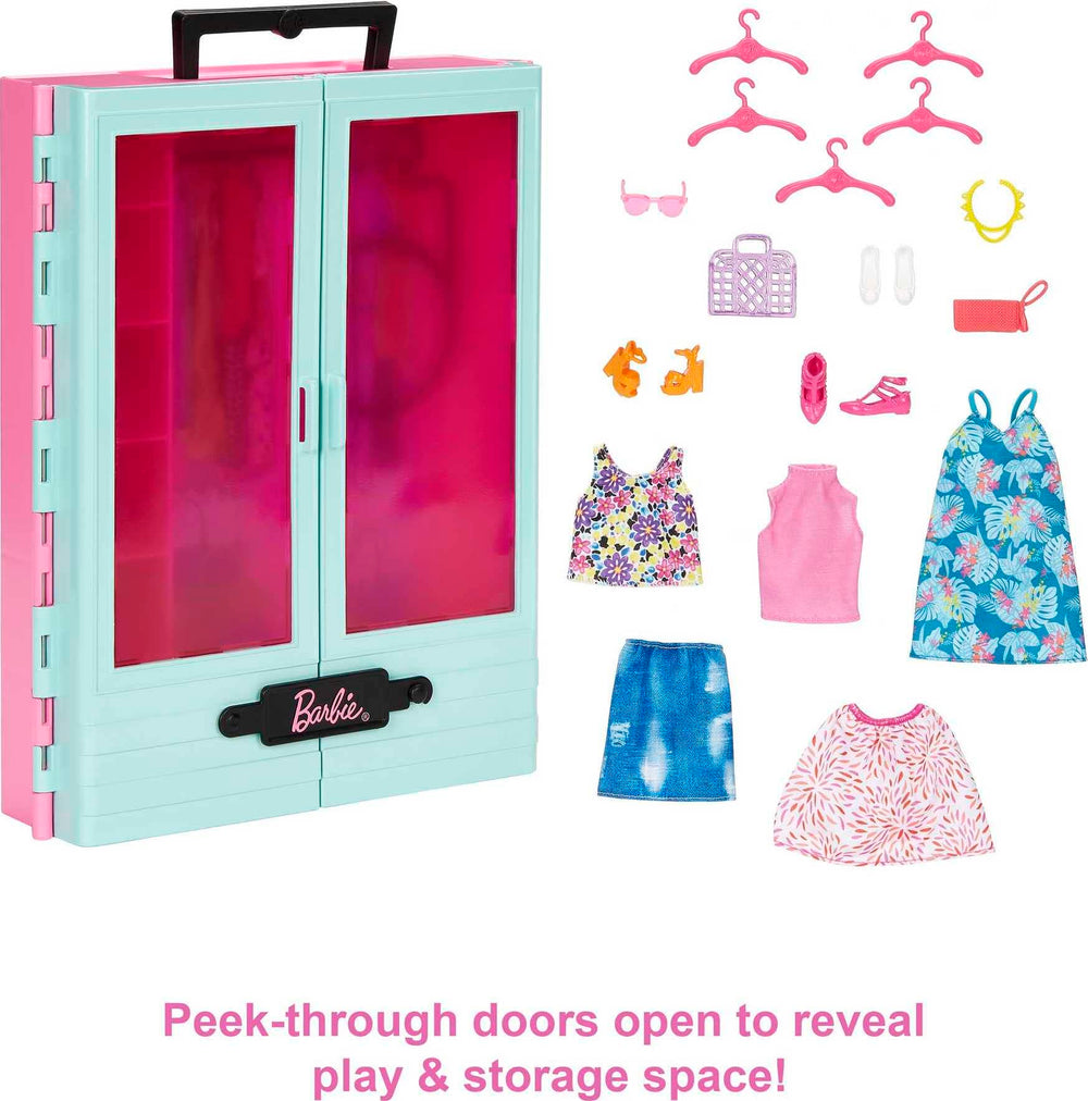 Barbie Closet five hangers keep outfits organized for quick mix-and-match sessions
