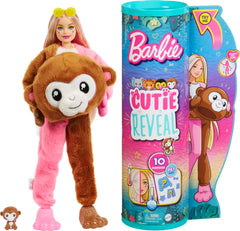 Barbie Cutie Reveal Jungle Monkey plush costume with doll ready to play