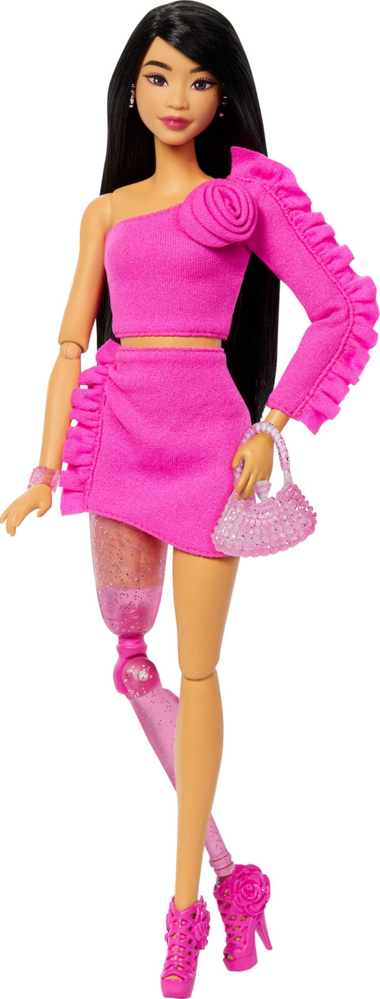 Barbie Deluxe Style doll in Barbiecore outfit full view for fashion play.