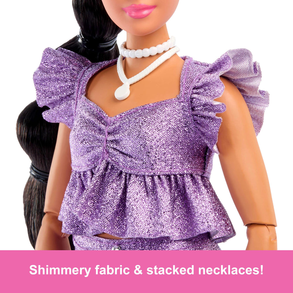 Barbie Deluxe Style Doll black bubble braid hair highlights versatile styling for kids.