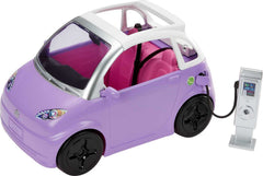 Barbie electric vehicle with charging station for eco-friendly pretend road trips