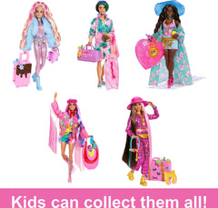 Barbie Extra Fly travel set with sunscreen keychain for practical play.
