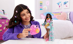 Barbie Extra Fly with tropical swimsuit and coverup for sun-filled adventures.
