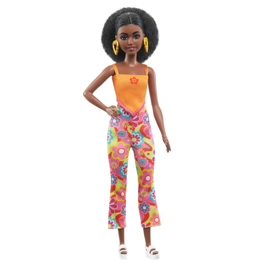 Barbie Fashionistas 198 petite doll with curly black hair for imaginative storytelling.