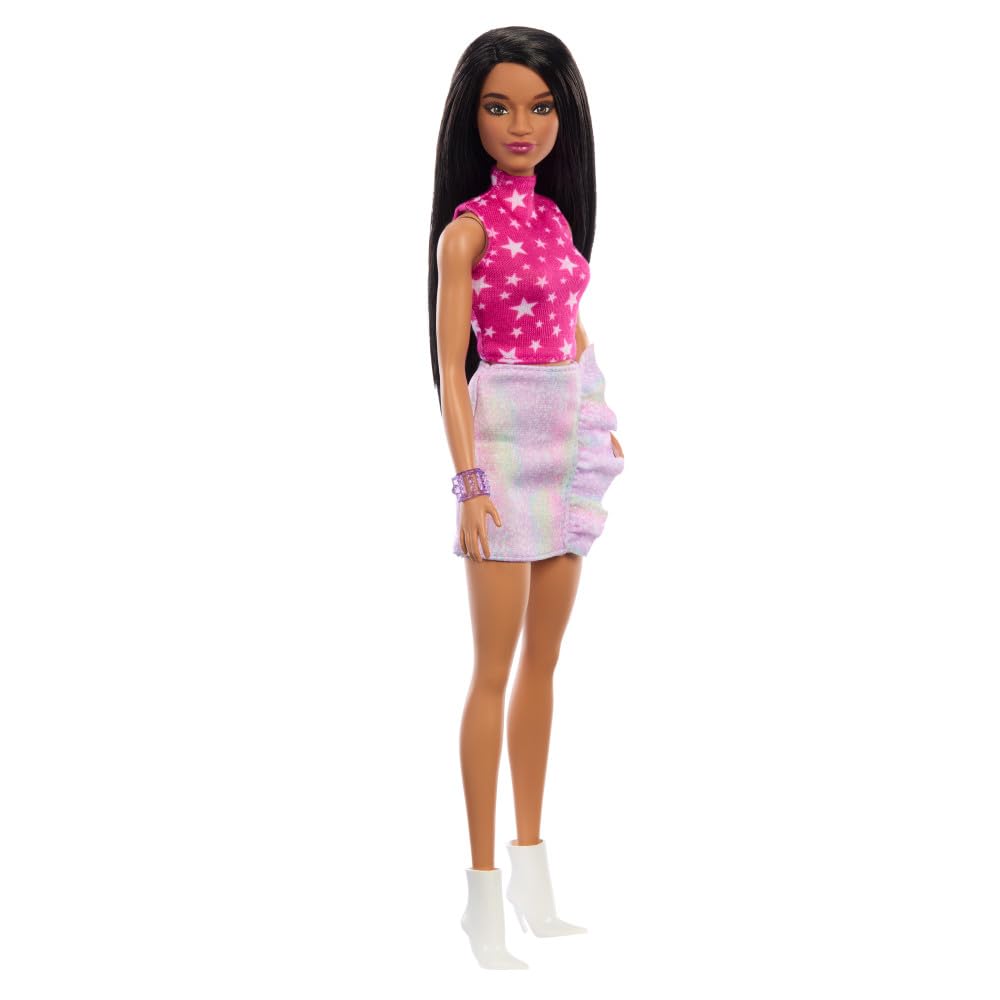 Barbie Fashionistas Doll #215 with black straight hair for versatile styling play.