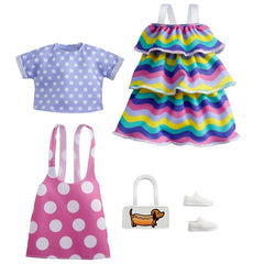 Barbie fashions 2-pack striped dress for quick, mix-and-match styling.