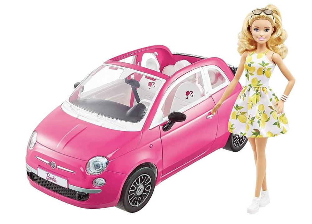 Barbie Fiat 500 doll and car: imaginative play with a four-seater vehicle.