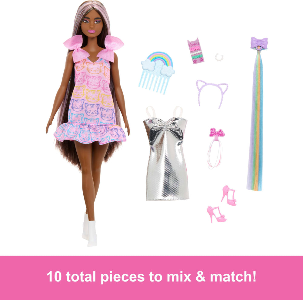 Barbie Fun & Fancy cat-print dress for playful fashion looks.
