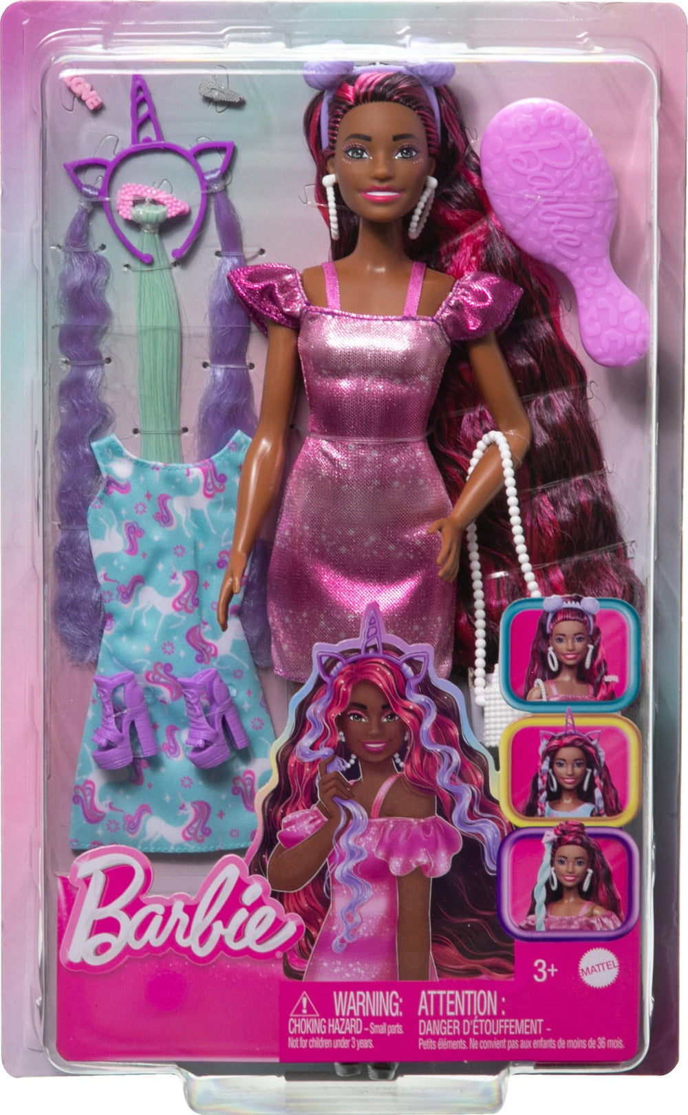 Barbie Fun & Fancy Hair styling tools and clips for quick changes