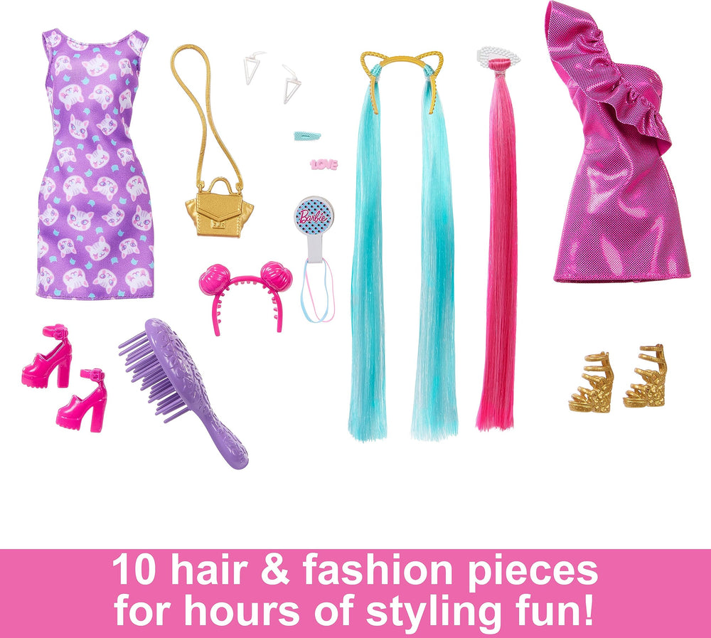 Barbie Fun & Fancy strappy golden shoes to complete a vibrant look.
