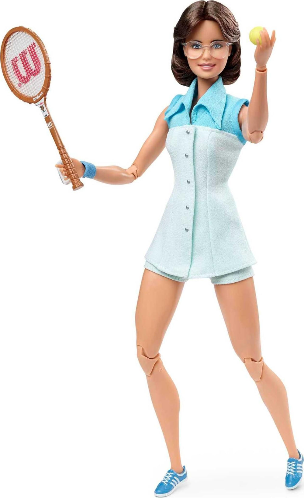 Barbie Inspiring Women Billie Jean King doll in tennis dress ready for display and storytelling