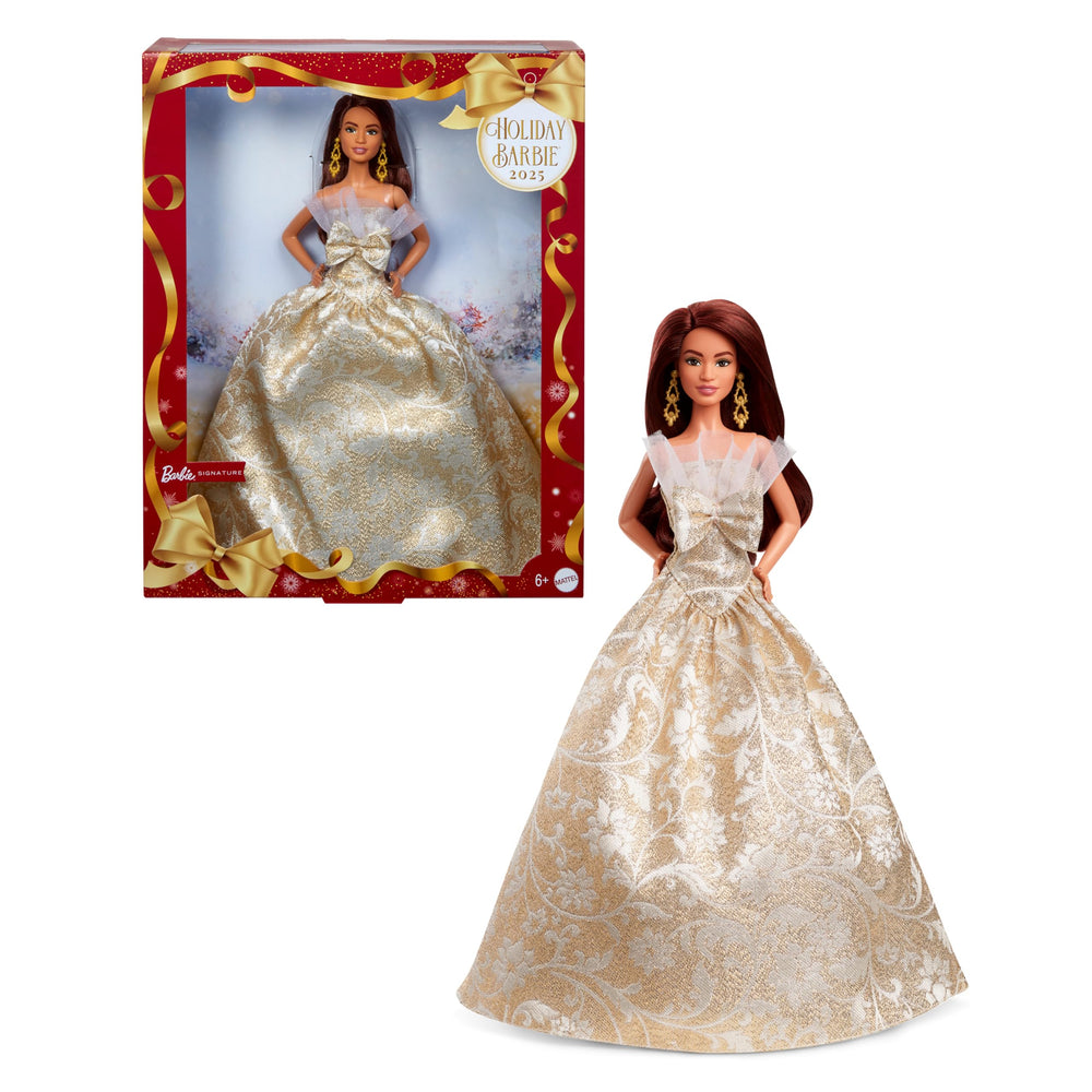 Barbie JBH97 Holiday Barbie long hair dress for festive pretend play and collection
