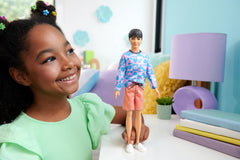 Barbie Ken Doll 219 patterned shirt with peach shorts for colorful outfits