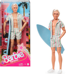 Barbie Ken doll in pastel pink and mint stripes, ready for beach play and display.