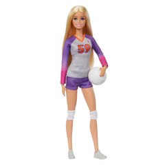 Barbie Made to Move volleyball doll in action, ideal for imaginative sports play.