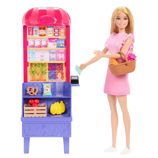 Barbie Malibu market stand with shelves for colorful pretend food display