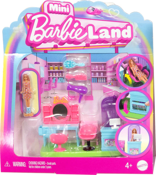 Barbie Mini BarbieLand hair salon front view for imaginative storytelling