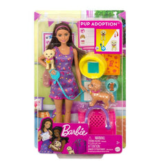 Barbie Pup Adoption includes adoption certificates for role-play storytelling.