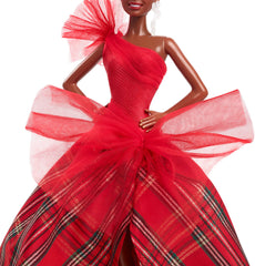 Barbie Signature Doll with an updo and red lips for refined holiday styling.