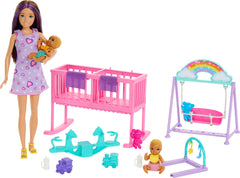 Barbie Skipper Twin Nursery Crib rocks for cozy twin naps and playtime