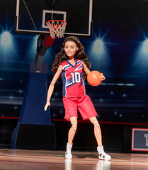 Barbie Sue Bird doll with Made to Move body for authentic shooting form.